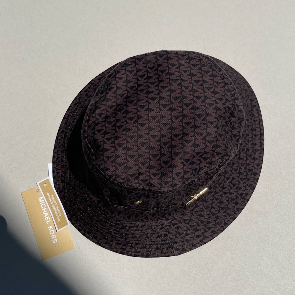 (new+tag) Michael Kors bucket hat MK monogram brown black one size fits all (OS) - Picture 6 of 7